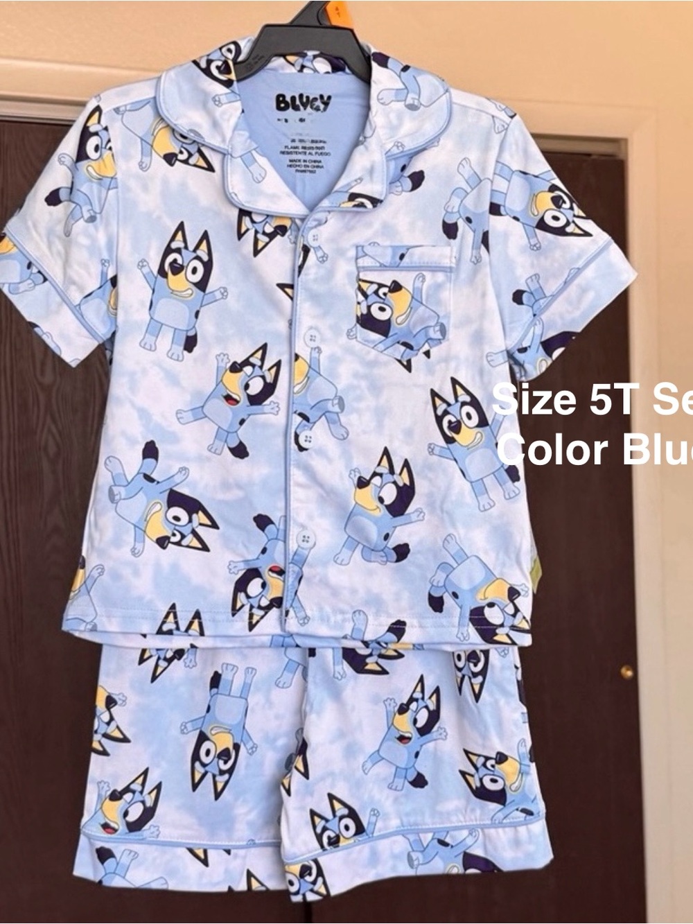 Character Bluey Toddler Unisex Super Soft Pajama Coat Set, Size 5T